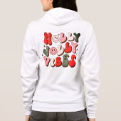 Logo Retro Kerstmis Holly Jolly Vibes Feestdagen Hoodie (Achterkant)