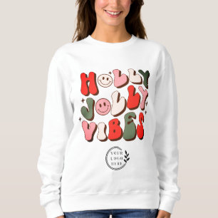 Logo Retro Kerstmis Holly Jolly Vibes Feestdagen Trui