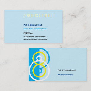 Logo rond abstrait carte de visite bleue jaune