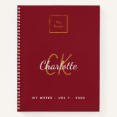 Logo rood monogram modern bedrijf notitieboek (Voorkant)