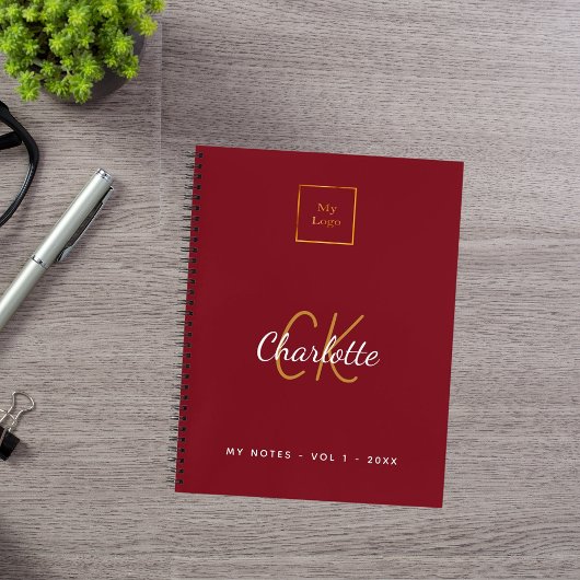 Logo rood monogram modern bedrijf notitieboek