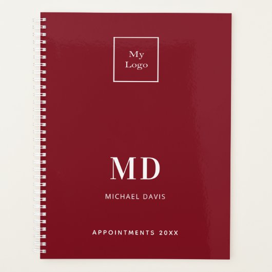 Logo rood wit monogram initialen Business 2026 Planner (Voorkant)
