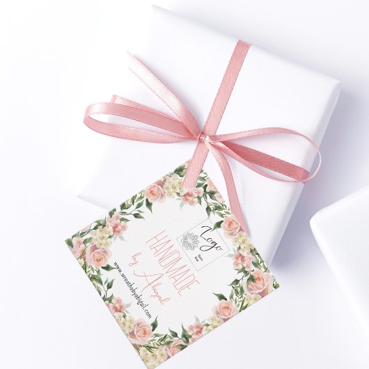 Logo Roos Bloemen Handgemaakte Crafting Business P Bedankjes Labels