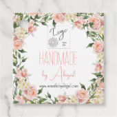 Logo Roos Bloemen Handgemaakte Crafting Business P Bedankjes Labels (Voorkant)