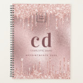 Logo roos Gold Pink Drips Monogram Zakelijk Planner (Voorkant)