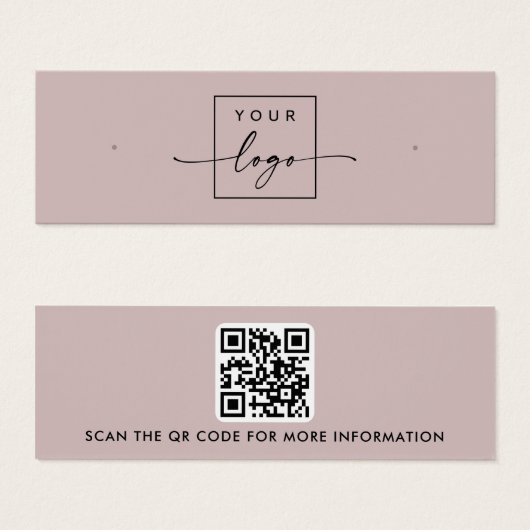 Logo rose de code QR taupe boucle d'oreille (Devant & derrière)