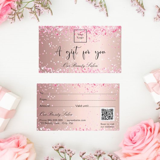 Logo rose or rose code qr certificat cadeau