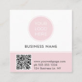 Logo rose QR Code Carré photo Carte de visite (Dos)