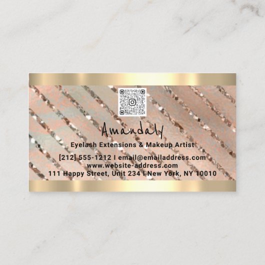 Logo rose QR CODE Carte de visite métallique (Dos)