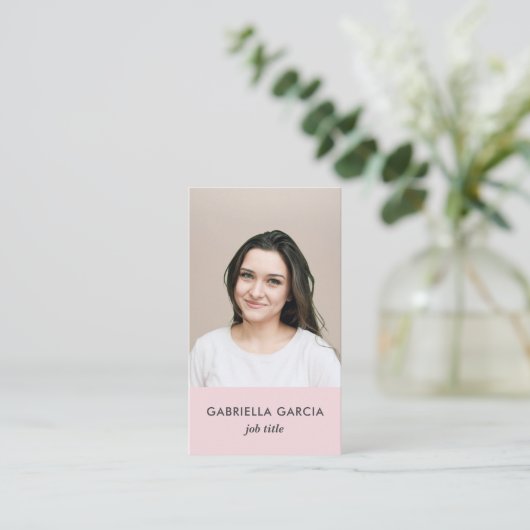 Logo rose QR Code Photo Carte de visite profession (Debout devant)