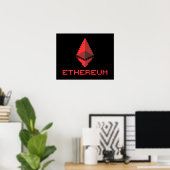 Logo rouge Ethereum ETH 8 bits | Poster (Bureau à domicile)