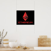 Logo rouge Ethereum ETH 8 bits | Poster (Cuisine)