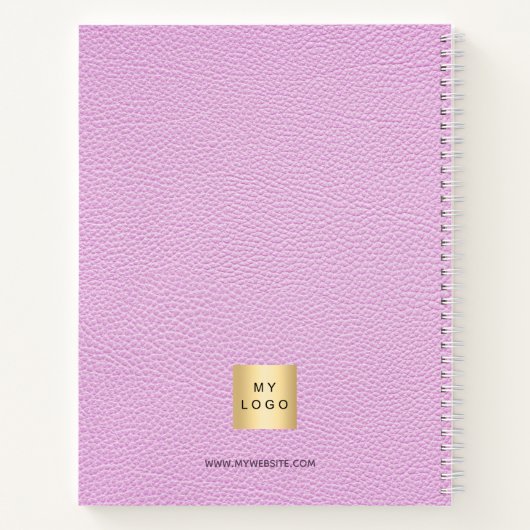 Logo roze lederen monogram initiaal notitieboek (Achterkant)