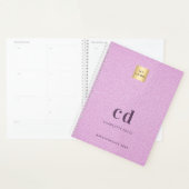 Logo roze leren monogram initialen Business 2025 Planner (Display)