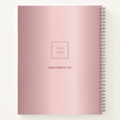 Logo roze monogram metaal elegante zaken notitieboek (Achterkant)