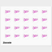 logo roze van het softbalmanuscripttekst ronde sticker (Vel)