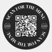 Logo Scan Menu QR-code Ronde Sticker (Voorkant)