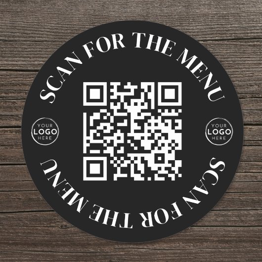 Logo Scan Menu QR-code Ronde Sticker
