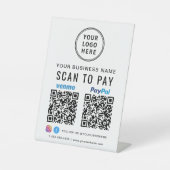 Logo Scannen naar PayPal Venmo QR-codes Reclamebord Met Voetstuk (Voorkant)