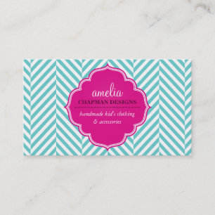 LOGO schattig vet visgraatpatroon turquoise roze Visitekaartje
