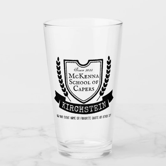 Logo schild laurier lint namen embleem Glas (Voorkant)