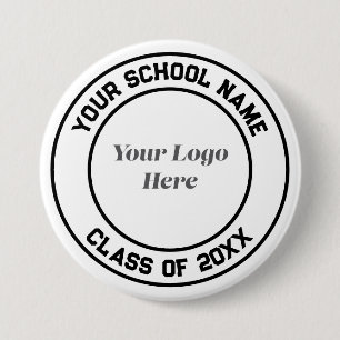 Logo schoolnaam senior Afstudeerder partij gunst k Ronde Button 7,6 Cm