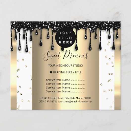 Logo Schoonheid Make-up Nagels Prijslijst Drips Lu Flyer (Voorkant)