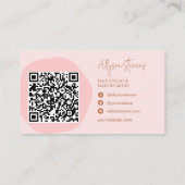 Logo script boho roze haar make-up qr code visitekaartje (Achterkant)