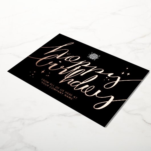 Logo Script Business Birthday Roos Gold Kaart (Gedraaid)