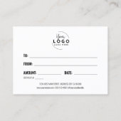 Logo Script Certificat Cadeau Bon d'Achat Entrepri (Dos)