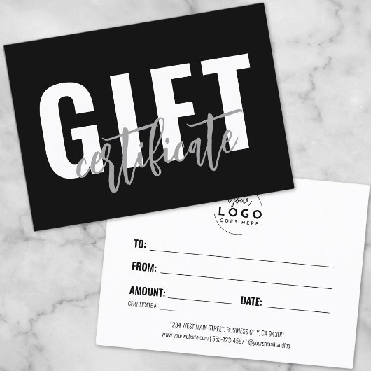 Logo Script Certificat Cadeau Bon d'Achat Entrepri