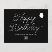 Logo Script Minimal Black Business Happy Birthday Briefkaart (Voorkant)