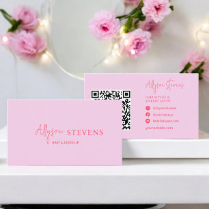 Logo script rood roze haar make-up QR-code Visitekaartje