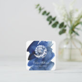 Logo Seashell sur carte de visite bleu aquarelle (Debout devant)
