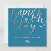 Logo Silver Script met Blauwgroen blauwe verjaarda Kaart (Voorkant)