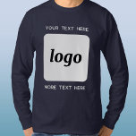Logo Simple Avec T-shirt Entreprise Texte<br><div class="desc">Ajoutez votre propre logo et le choix du texte à cette conception. Supprimez le texte supérieur ou inférieur si vous préférez. Minimaliste et professionnel. Idéal pour l'image de marque des employés,  comme uniforme,  pour les événements d'entreprise et les salons professionnels,  ou comme produit promotionnel pour vos clients et clients.</div>