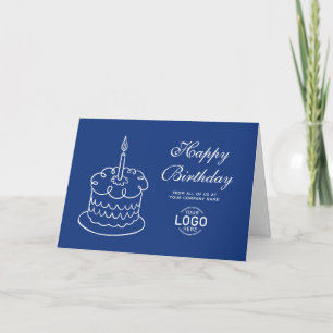 Logo Simple Bleu Nuit Blanc Carte D'anniversaire E