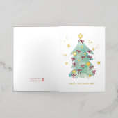 Logo Simple Christmas Tree Red Ribbons Business Folie Feestdagenkaart (Buiten Laag)