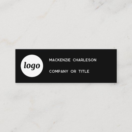 Logo simple et code QR Mini Carte de visite noir (Devant)