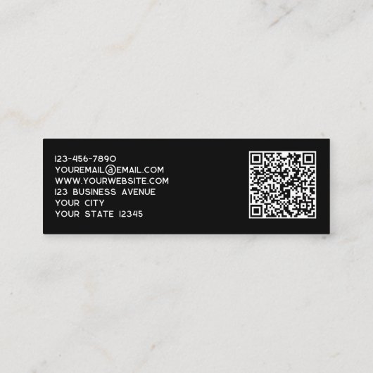 Logo simple et code QR Mini Carte de visite noir (Dos)