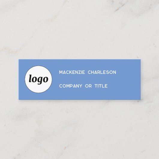 Logo simple et QR Code bleu Mini Carte de visite (Devant)