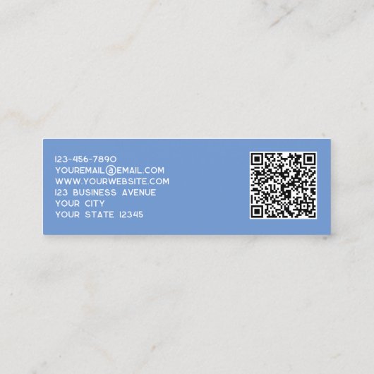 Logo simple et QR Code bleu Mini Carte de visite (Dos)