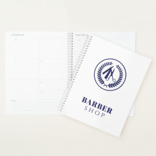 Logo simple moderne marine blanche barber manager