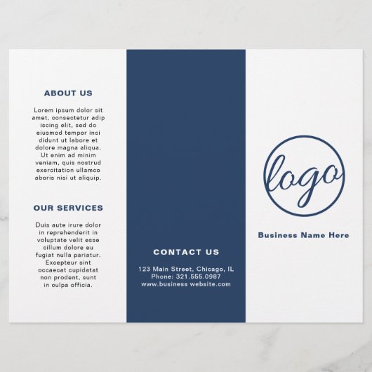 Logo Simple Navy Blue Trifold Brochure (Voorkant)