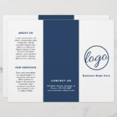 Logo Simple Navy Blue Trifold Brochure (Voorkant / Achterkant)
