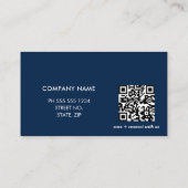 Logo simple QR Code Carte de visite bleu marine (Dos)