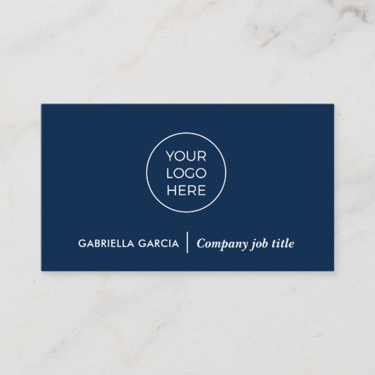 Logo simple QR Code Carte de visite bleu marine (Devant)