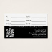 Logo simple QR Code certificat cadeau promotionnel (Dos)