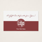Logo simple QR Code Hairstylist Certificat cadeau (Devant)