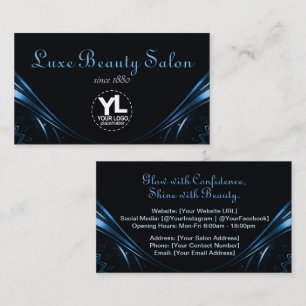 Logo Sjabloon Chic Luxury Flourish Ice Blue Visitekaartje